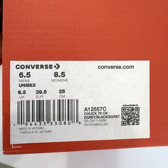 Converse Chuck 70 Ox Chevron Embroidered Sneakers Lace Up Low Top Egret Size 8.5 - Picture 9 of 9